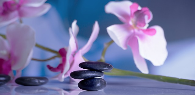 Pierres et orchidée pour le bien être en pma